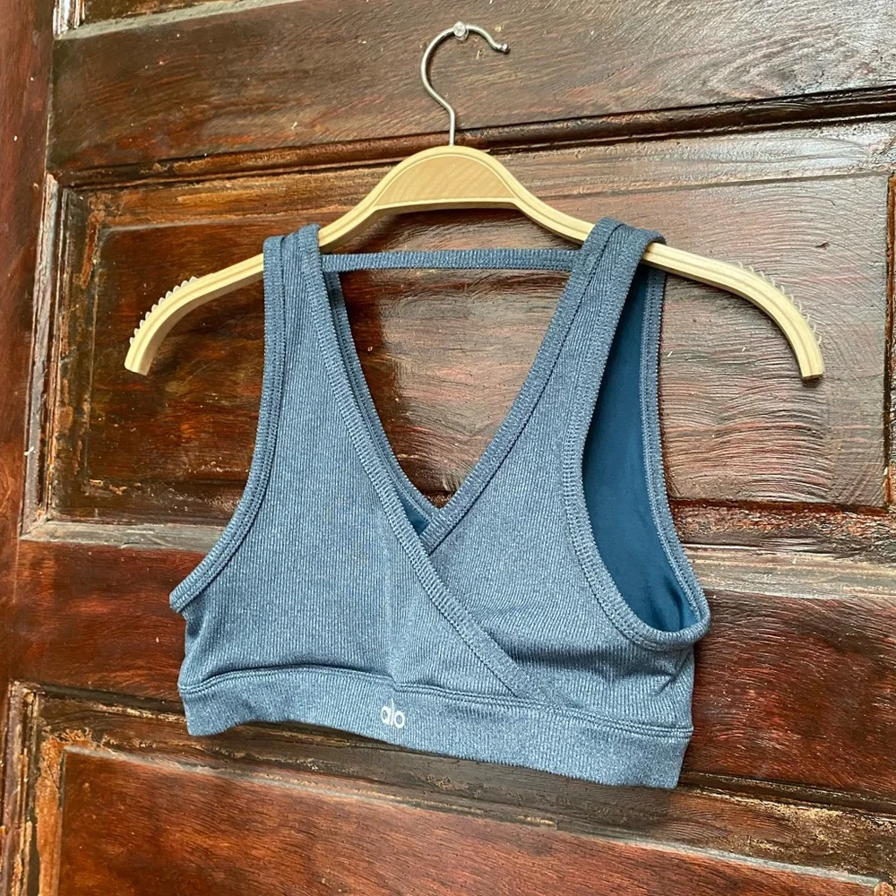ALO Yoga Blue Cross-Back Sports Bra